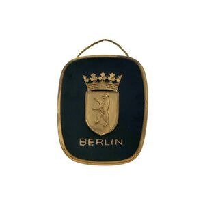 Crowned Bear Berlin Coat of Arms Plaque Metal Crest Vintage Wall Decor